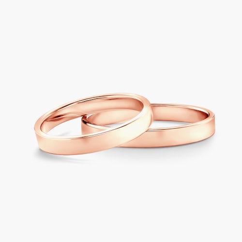 Obrączki ślubne: różowe złoto, płaskie, 3 mm